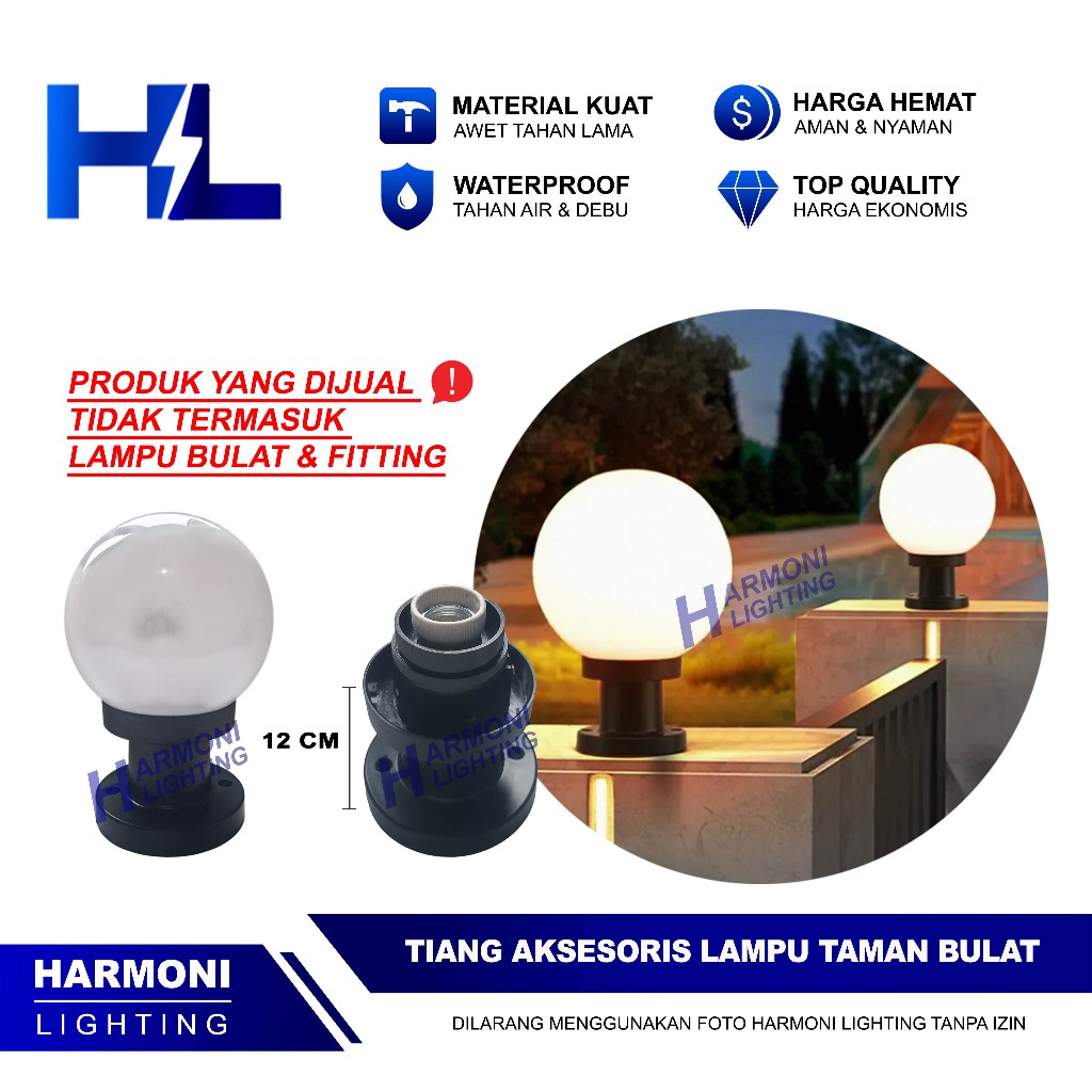 Tiang Lampu Taman Bulat Aksesoris Spare Part Lampu Bola