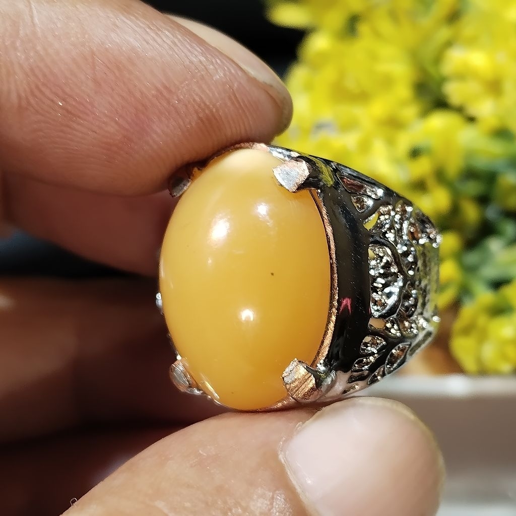 natural cincin batu Giok sabun original/ giok kuning