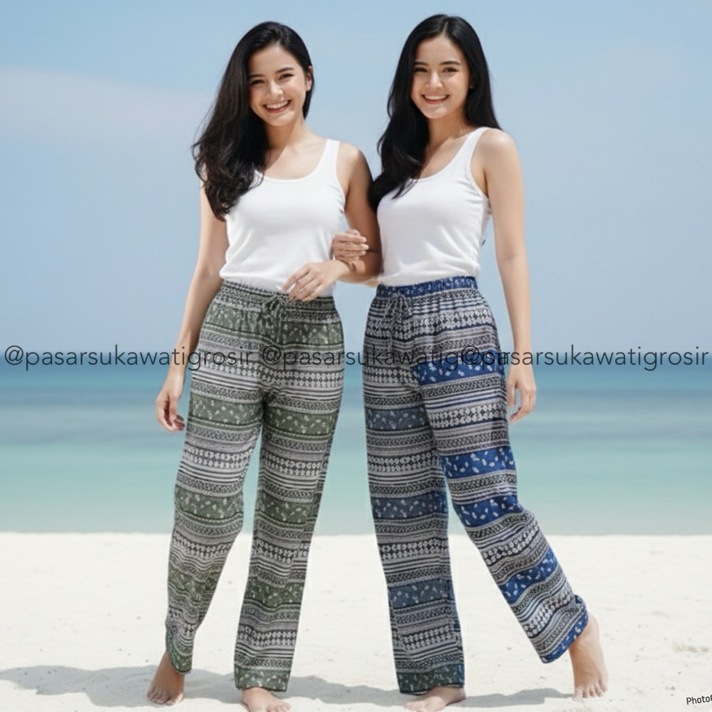 CELANA KULOT PANJANG BALI RAYON MOTIF ETNIK XL BESAR MURAH GROSIR ADEM