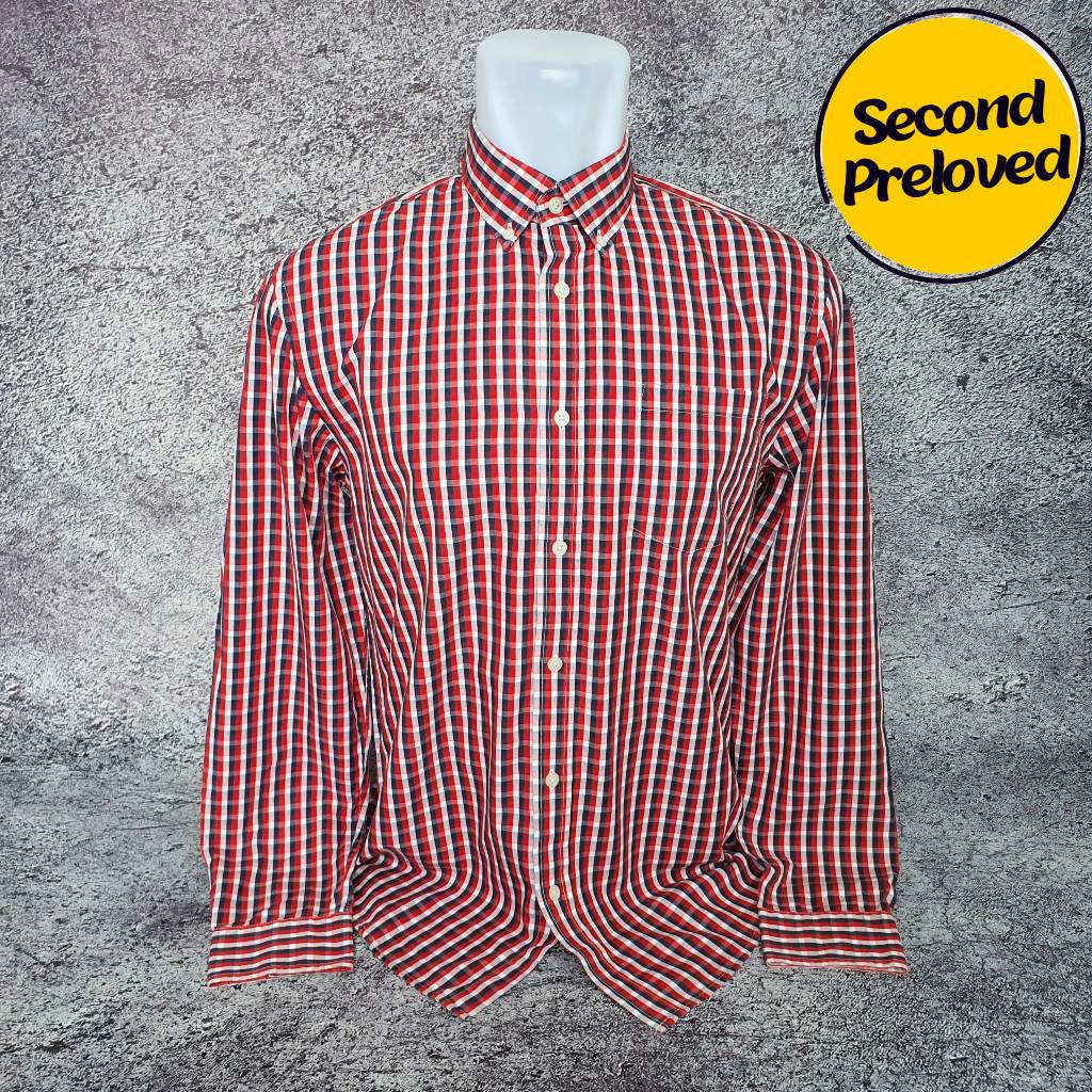 Baju Kemeja Panjang GIORDANO - Size M sd L / Lebar 52 cm - Original - Second