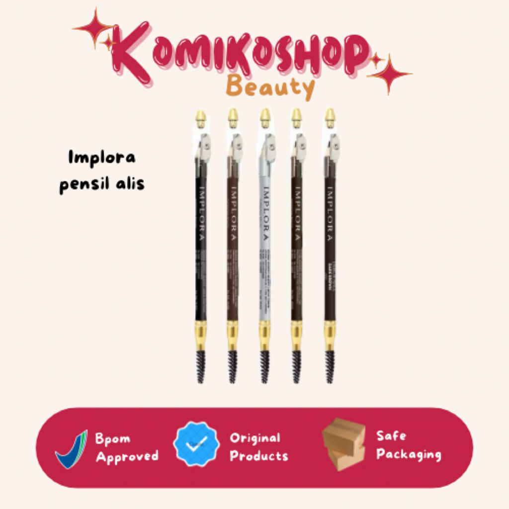 IMPLORA Pensil Alis / Eyebrow Implora Black Brown Dark Brown Grey Brown