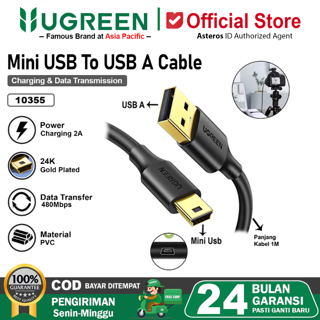 UGREEN Kabel Data Mini USB 5 Pin to USB 2.0 for Harddisk 10355