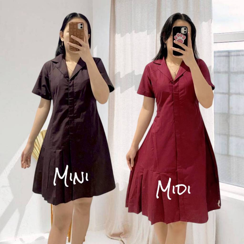 Olivia Korean Midi Dress Wanita Casual Pantai | Daster Busui | Dress Pesta Kondangan Korea PREMIUM K