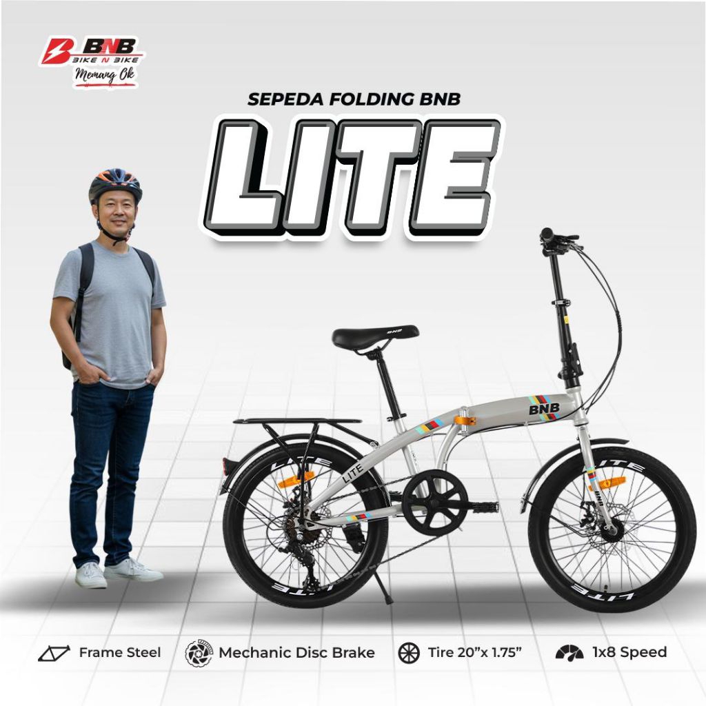 Sepeda Lipat BNB 20 inch Eco Lite 8 Speed Shimano Rem Cakram