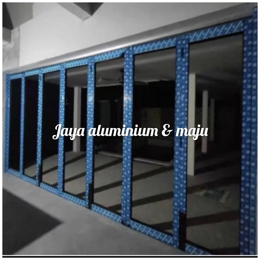 pintu alumunium lipat 6 daun sama 4 daun kusen 4inc merek ykk kaca 6mm