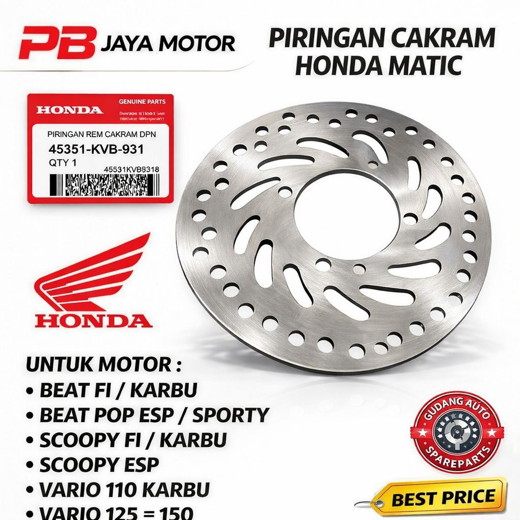 Original AHM Piringan Cakram Disc Depan Honda Beat Karbu Pop Sporty Vario 110-125-150 Scoopy ESP