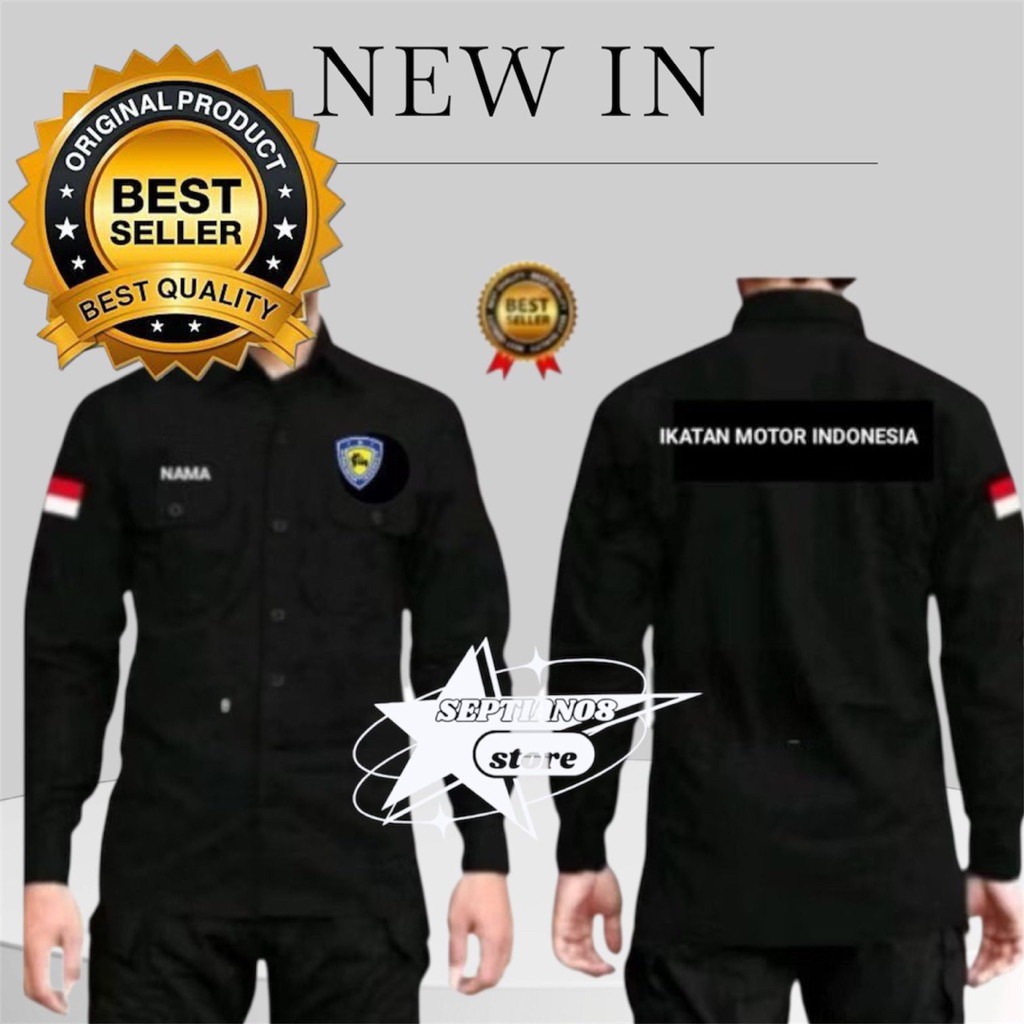 kemeja seragam ikatan motor indonesia terbaru full bordir lengan paniang baju imi free nama
