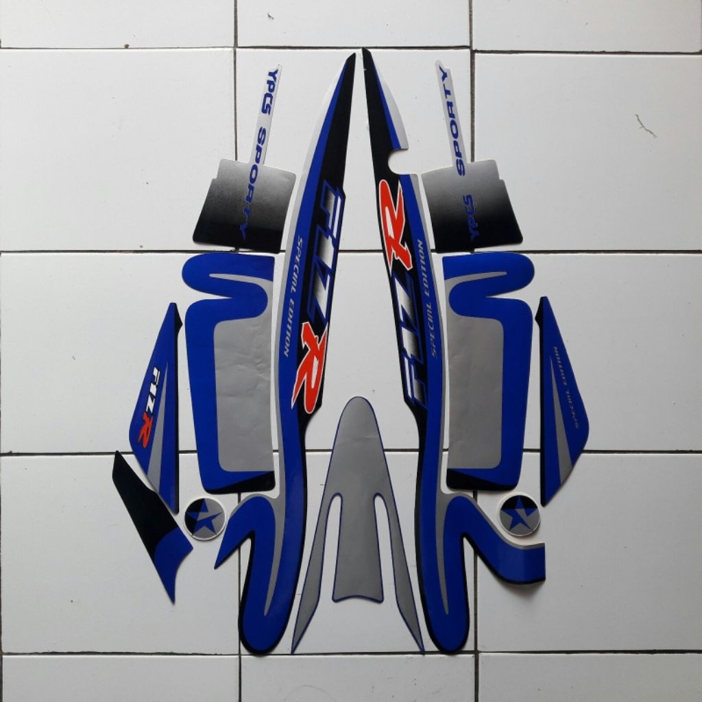 Striping stiker body motor yamaha fiz R caltex biru 2000 stiker list bodi motor fiz r caltex biru ta