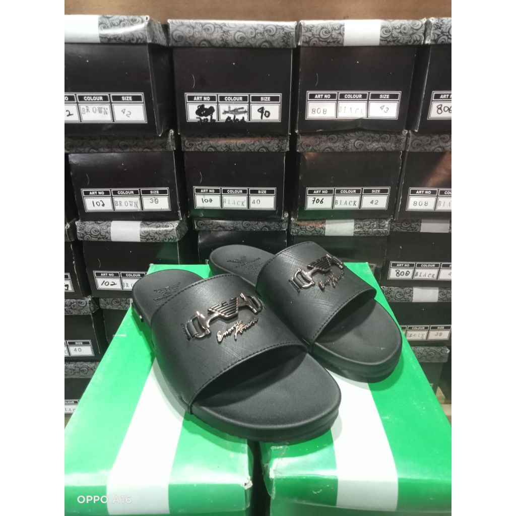 sandal slop pria sendal emporio armani