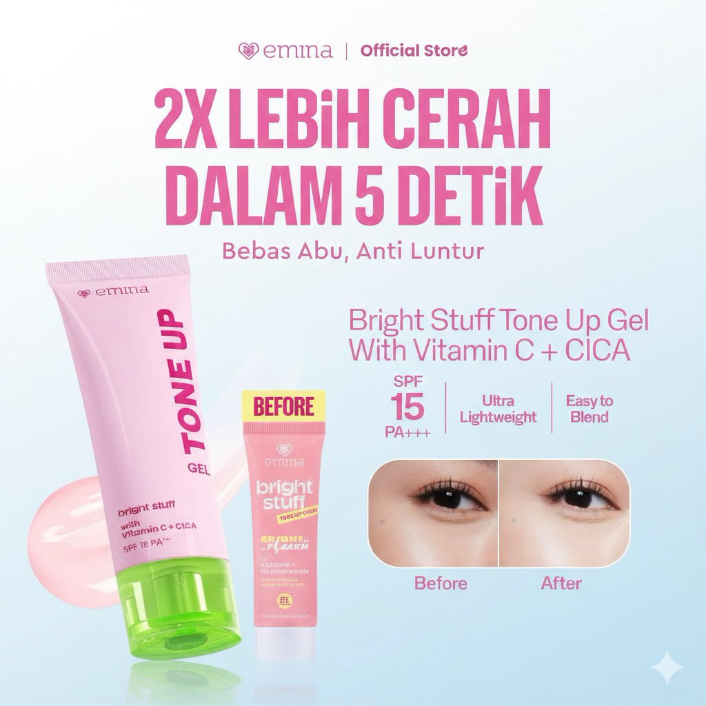 GARUT || EMINA Bright Stuff Tone Up Cream || Cream Pencerah Instan Glowing Tone Up Effect || Cream A