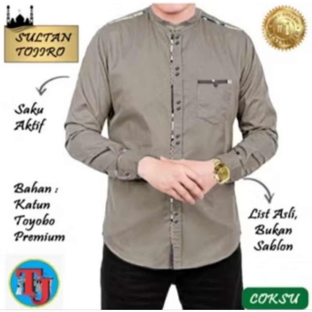 New Baju Koko Muslim Sultan Tojiro Best Quality