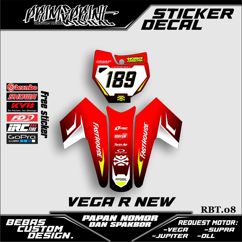 Sticker Decal Papan Nomer Start Dan Spakbor Depan Motor Bebek  Trail Supermoto RBT Terbaru Bisa Cust