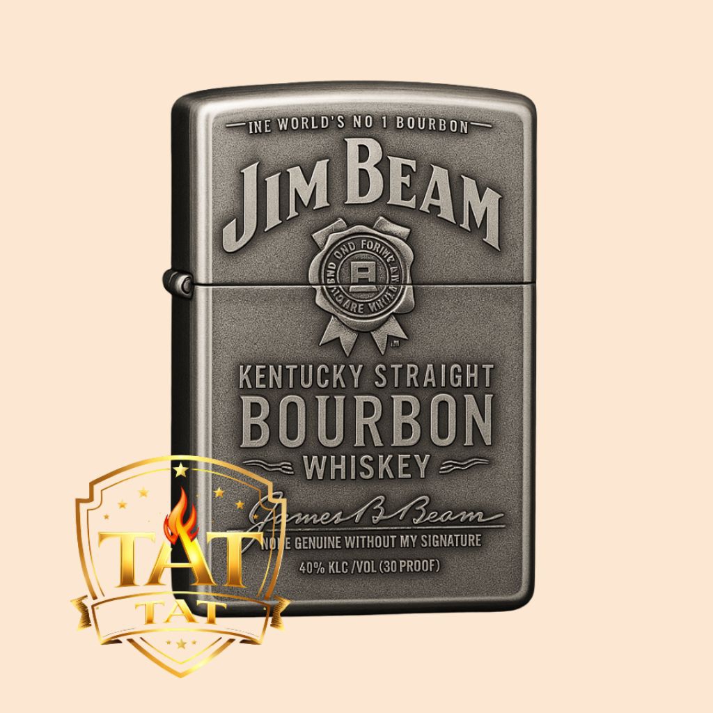 Korek Api Zippo Desain Jim Beam Motif Timbul Premium Edition