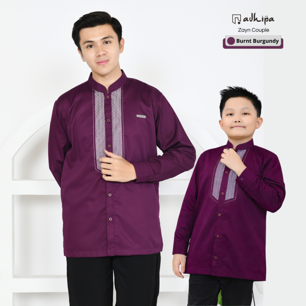 Adhipa Sarimbit Koko Couple Zayn Ayah dan Anak Warna Ungu Burnt Burgundy