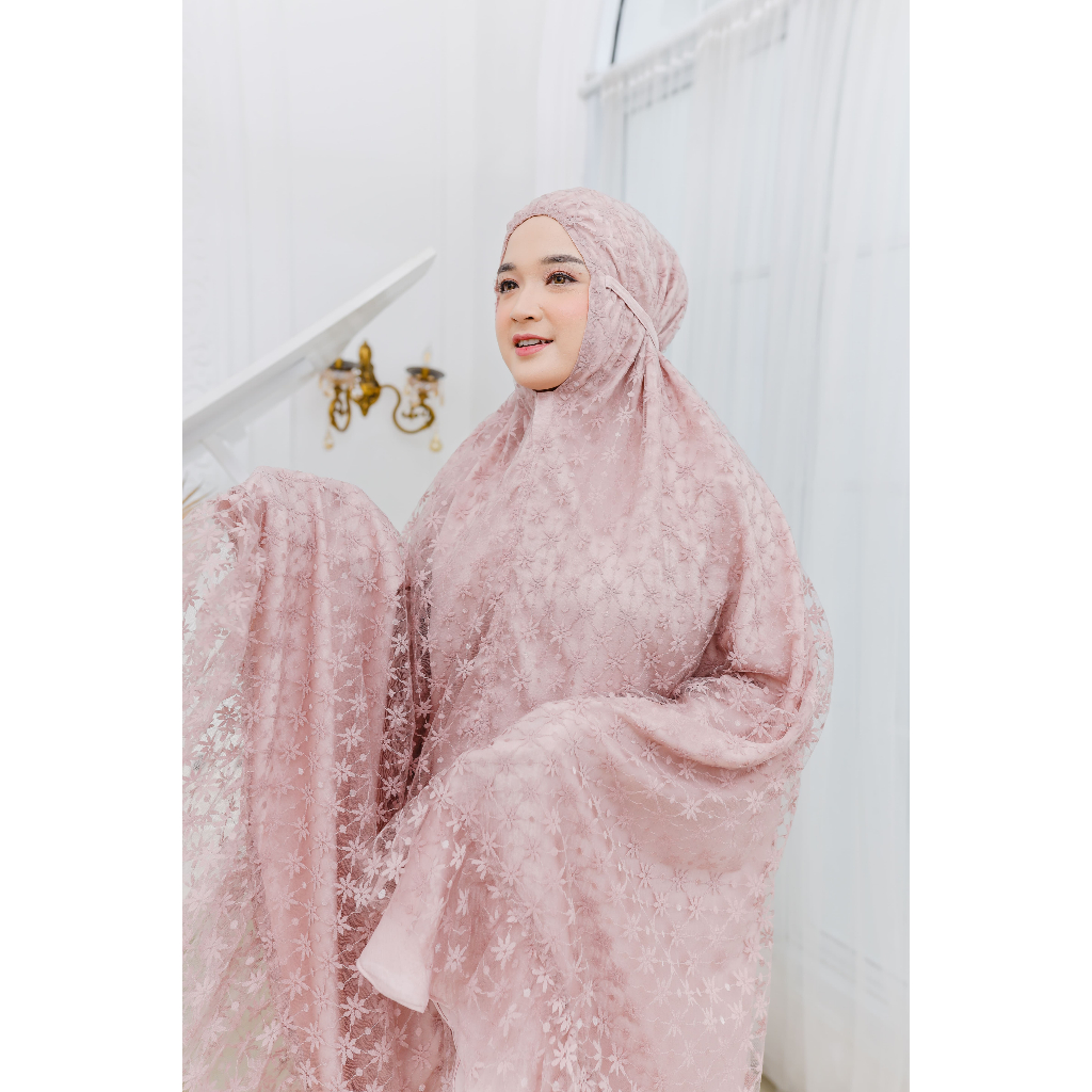Mukena Cantik Jumbo Tile Mewah Renda Brukat Terbaru Dewasa Premium