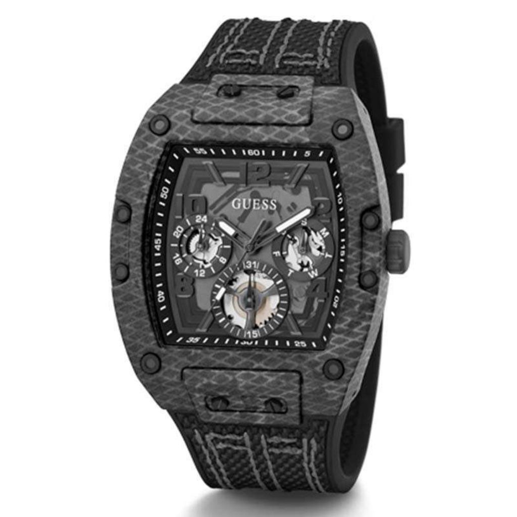 Jam Tangan Pria Guess GW0422G2 PHOENIX Analog Black Silicone Original Garansi