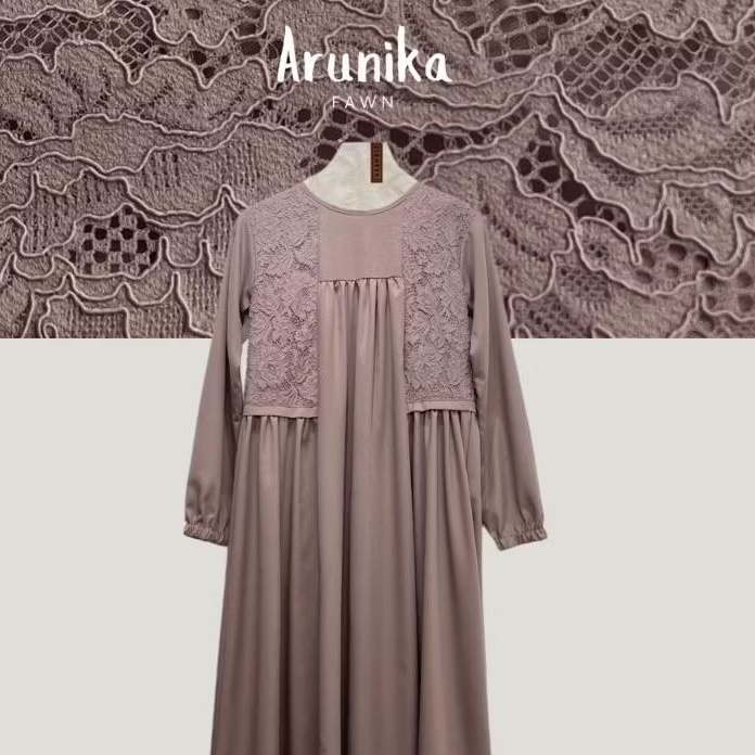 ZISHEERI ARUNIKA FAWN DRESS Gamis Wanita Brukat Custom