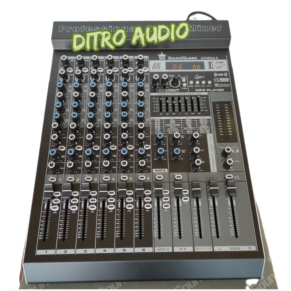 SOUNDQUEEN MIXER ATHENA 8 MIXER AUDIO 8 CHANNEL ORIGINAL 199 DSP