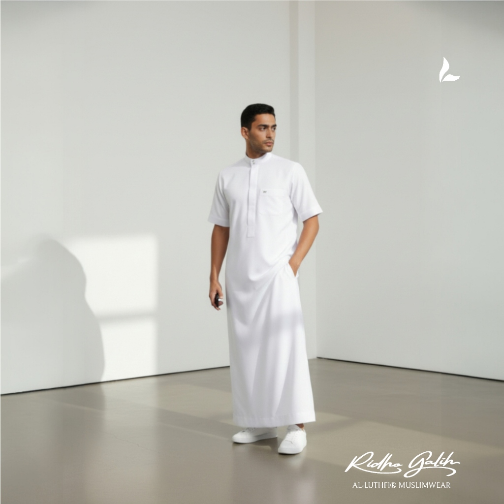 AL-LUTHFI GAMIS PREMIUM Lengan Pendek Jubah Pria Warna Putih