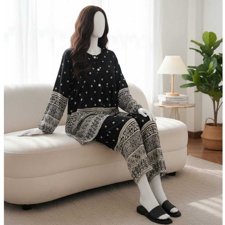 AYURI Piyama TANGAN PANJANG katun rayon premium |Baju tidur wanita lengan panjang | Baju menyusui