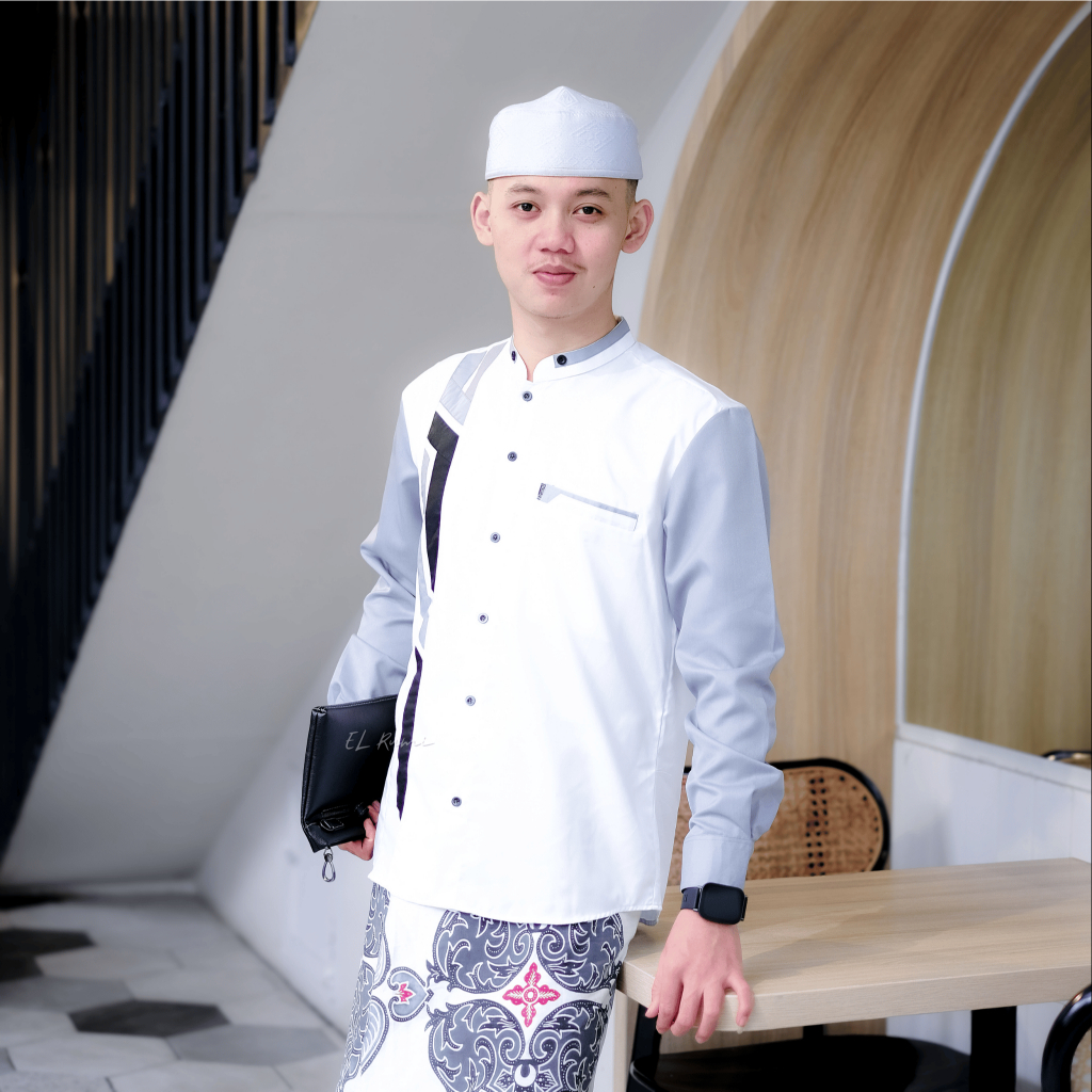 Baju Koko Pria Lengan Panjang Motif Sinergi Original El Rumi