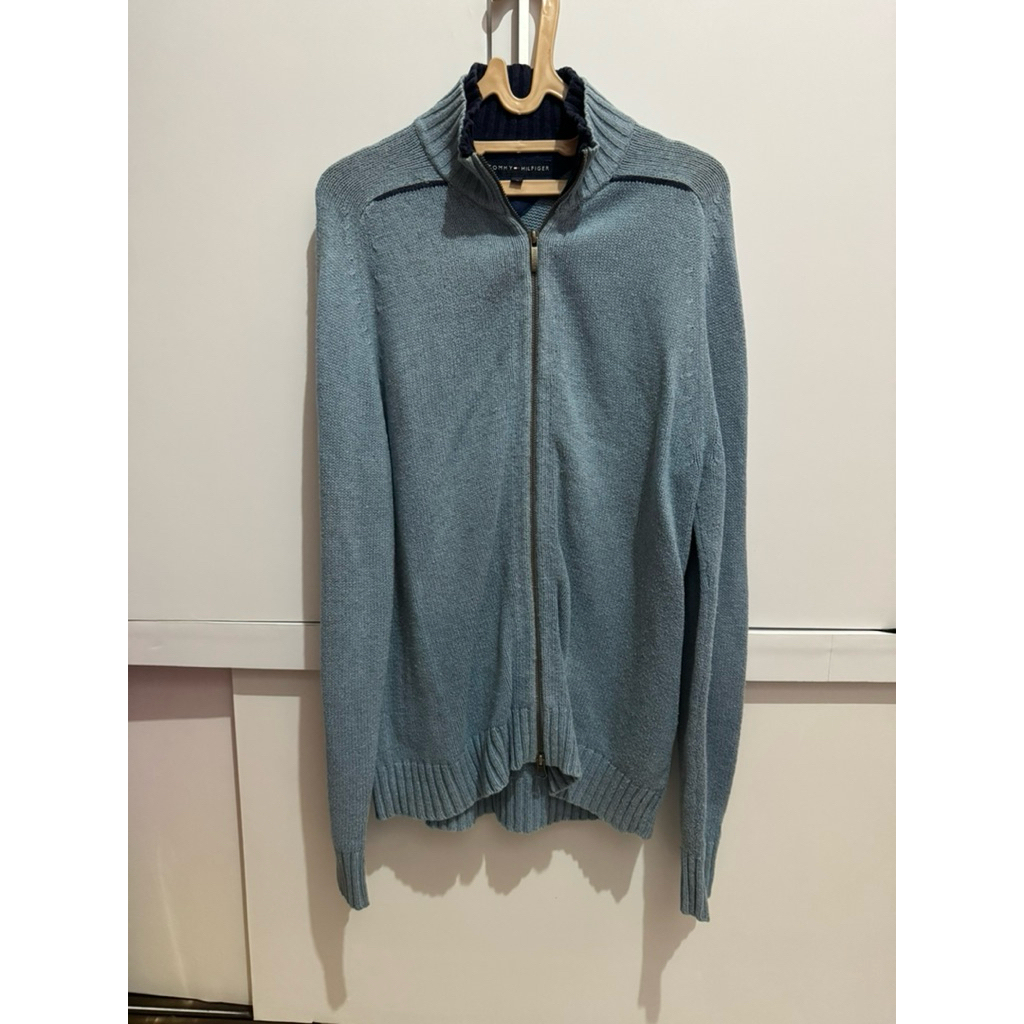 Jacket Rajut Tommy Hilfiger Biru muda Preloved