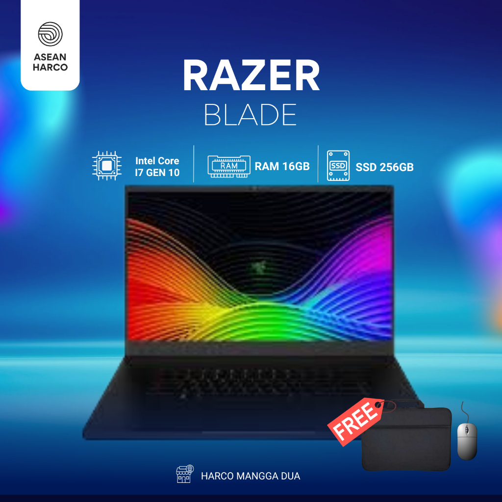 Laptop Gaming Razer Blade i7 - 10th RAM 16GB SSD 256GB | LAPTOP SECOND, MULUS BERGARANSI