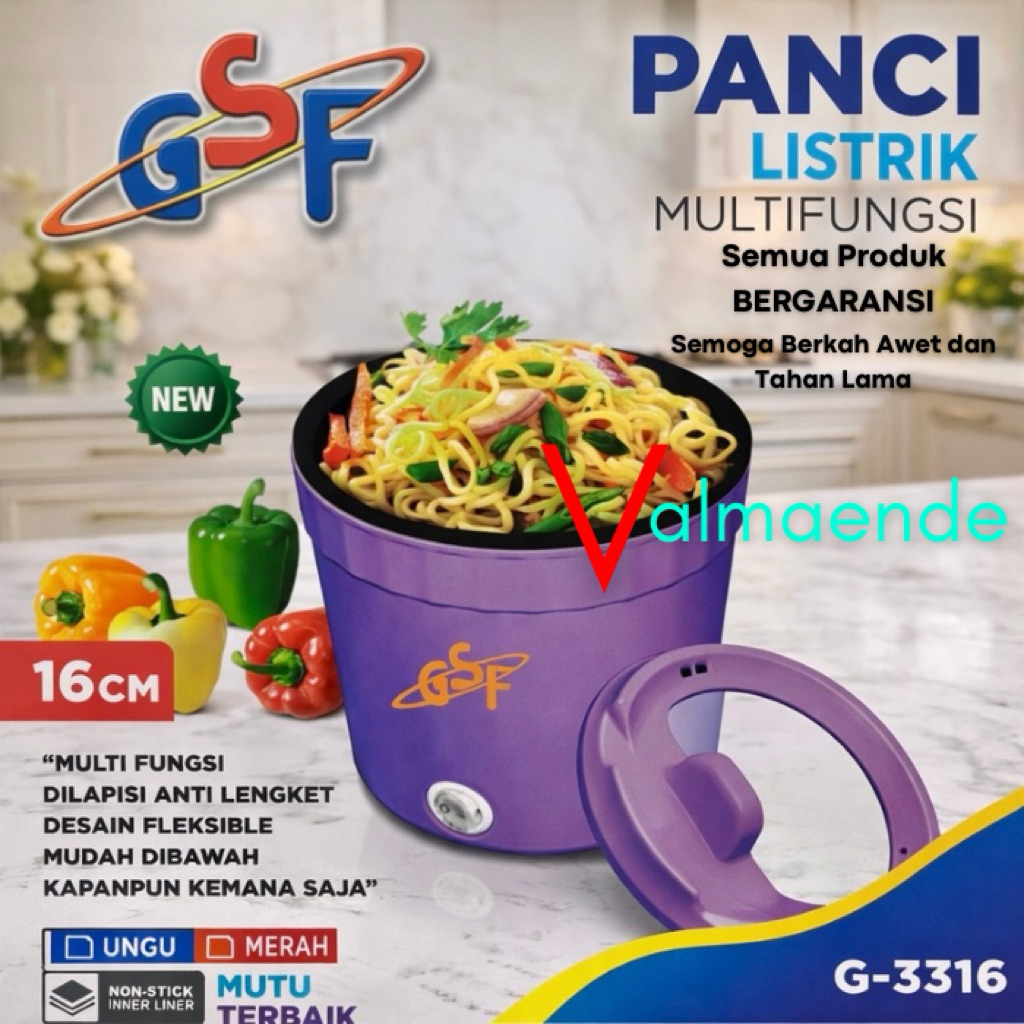 Panci Listrik Low Watt Wajan Listrik Teko Listrik Goreng Rebus 2in1 GSF 3316