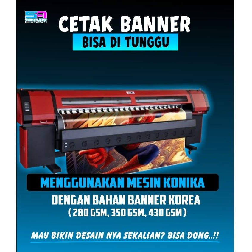 Custom Banner Outdoor & Indoor | Bahan Korea Premium 280-430gsm | Cetak Mesin Konika High Res | Free