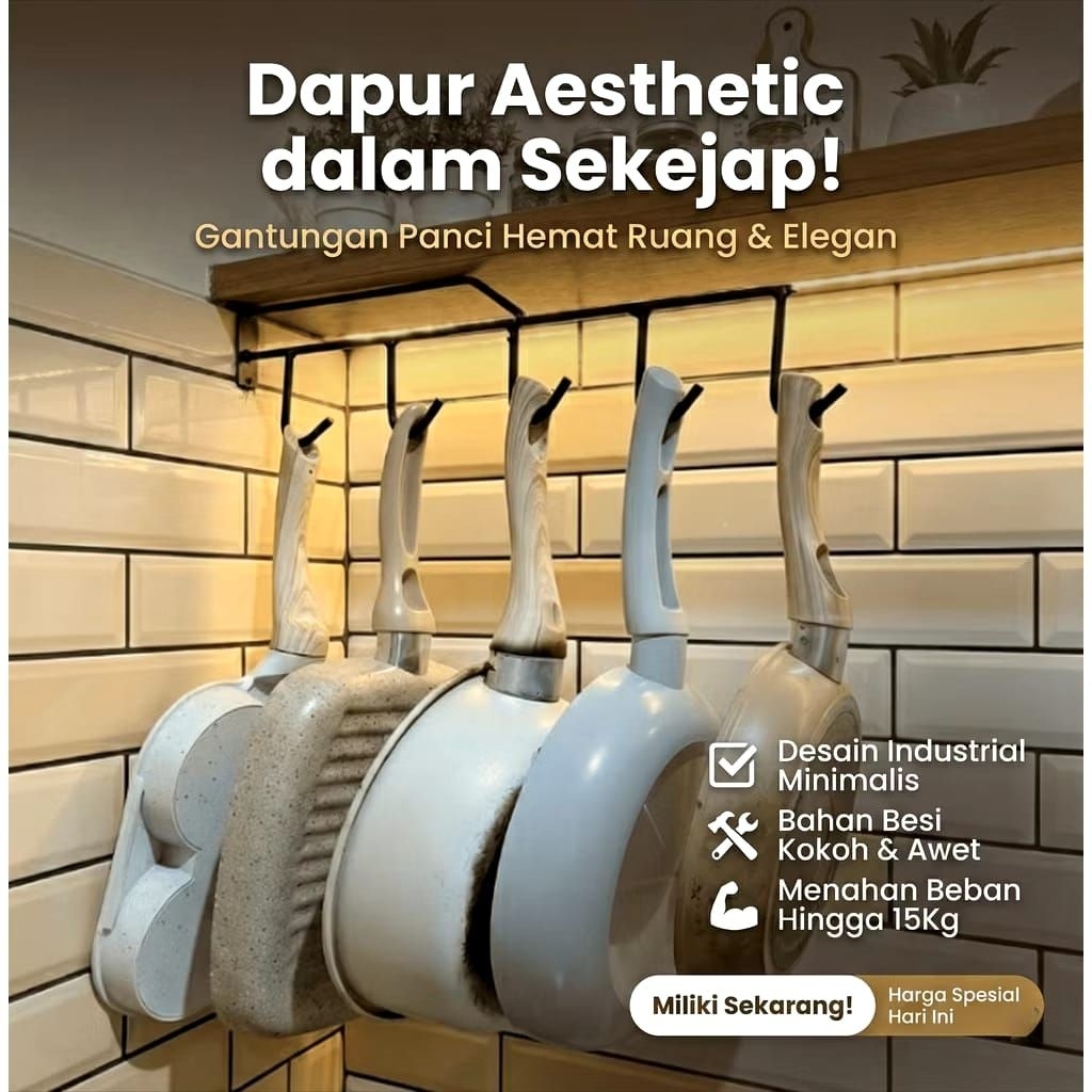 Rak Gantungan Panci Wajan - Rak Dapur Cantolan Wajan & Panci Tempel Dinding