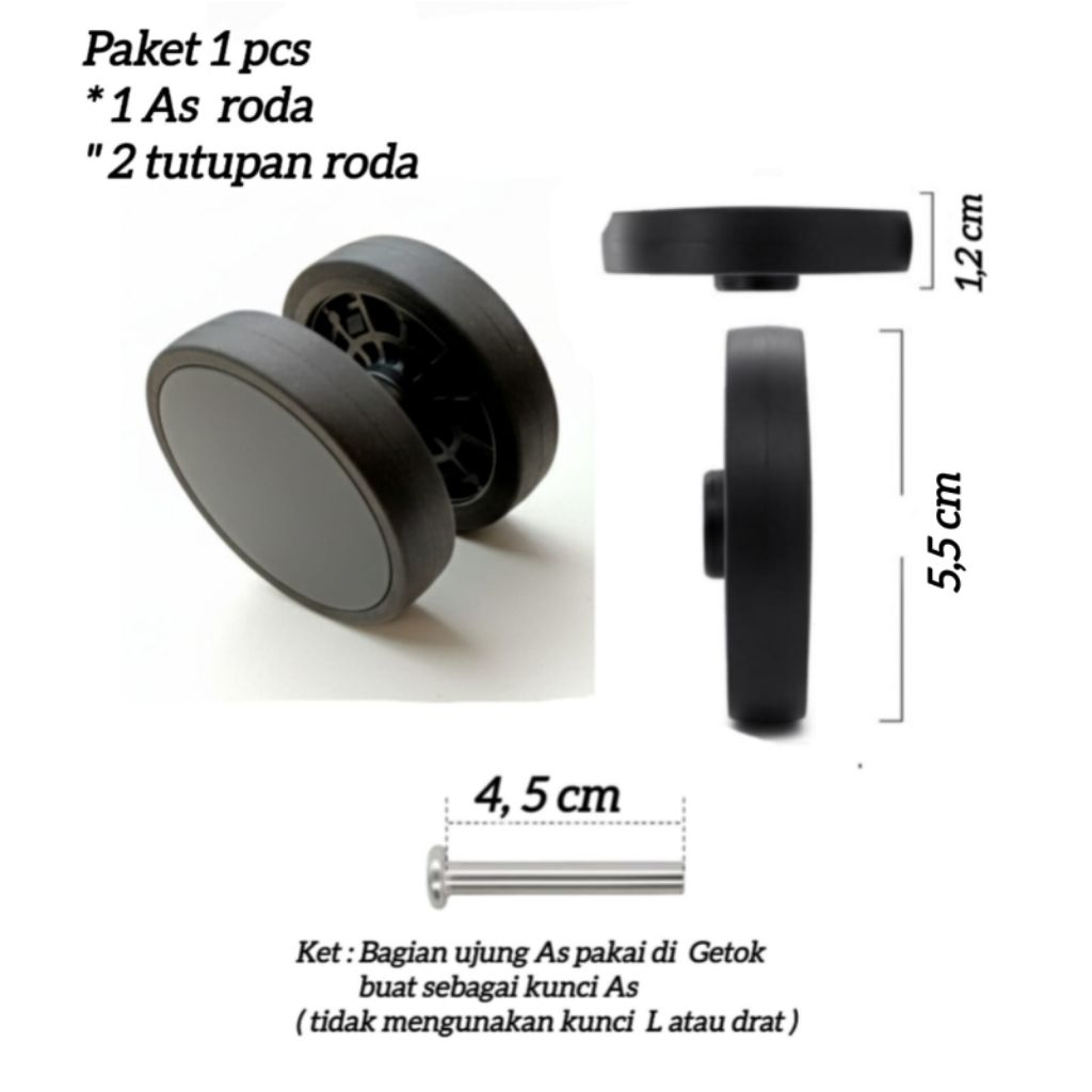 Roda Koper Double Wheel Sparepart Koper  Roda Pengganti Roda Koper