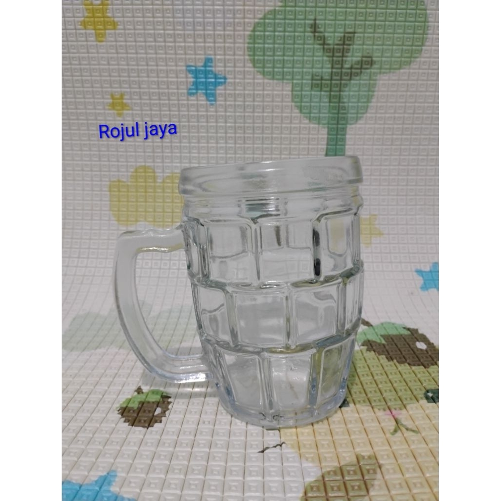 Gelas kaca es teh, es degan mutif kotak² jumbo/ gelas beling cantelan jumbo