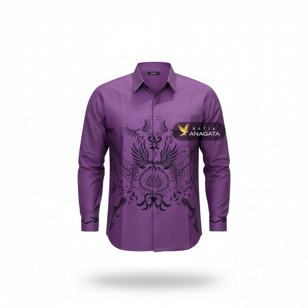 Batik Anagata | Kemeja Batik Pria Premium Modern Original Slimfit Motif Wonosobo Ungu Baju Batik Pri