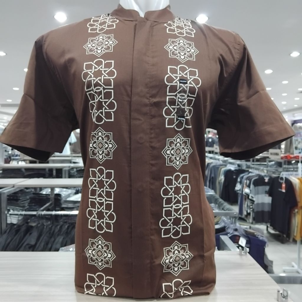 walrus kemeja koko lengan pendek motif print