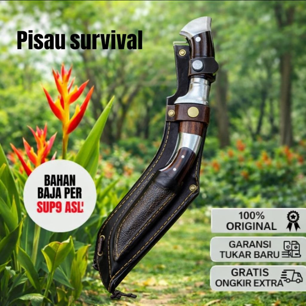 Pisau Survival Kukri Set Multifungsi Baja Per Asli – Termasuk Pisau Kecil, Tajam, Kuat & Siap Petual