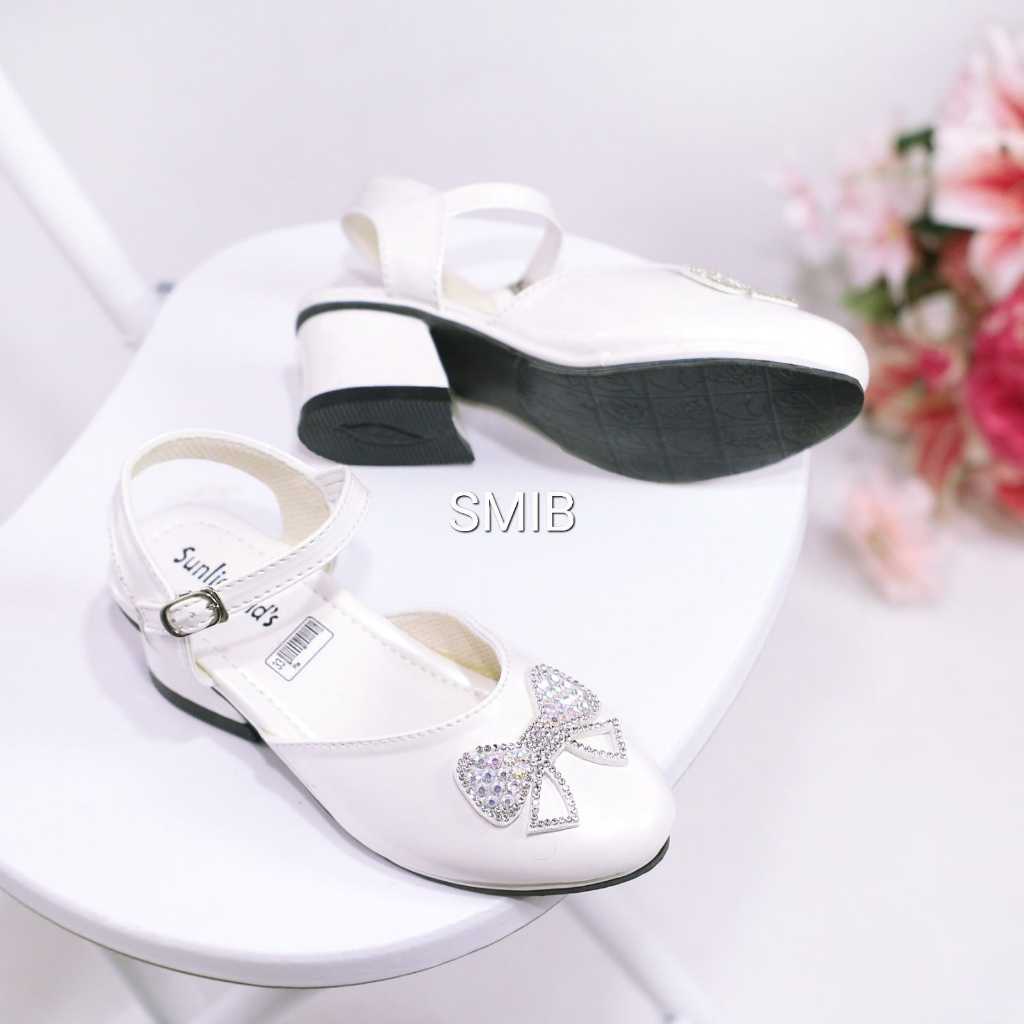Sepatu Sandal Pesta Anak Perempuan Tali Belakang Motif Pita Mutiara Sunliee Kids / HD-Tali Pita