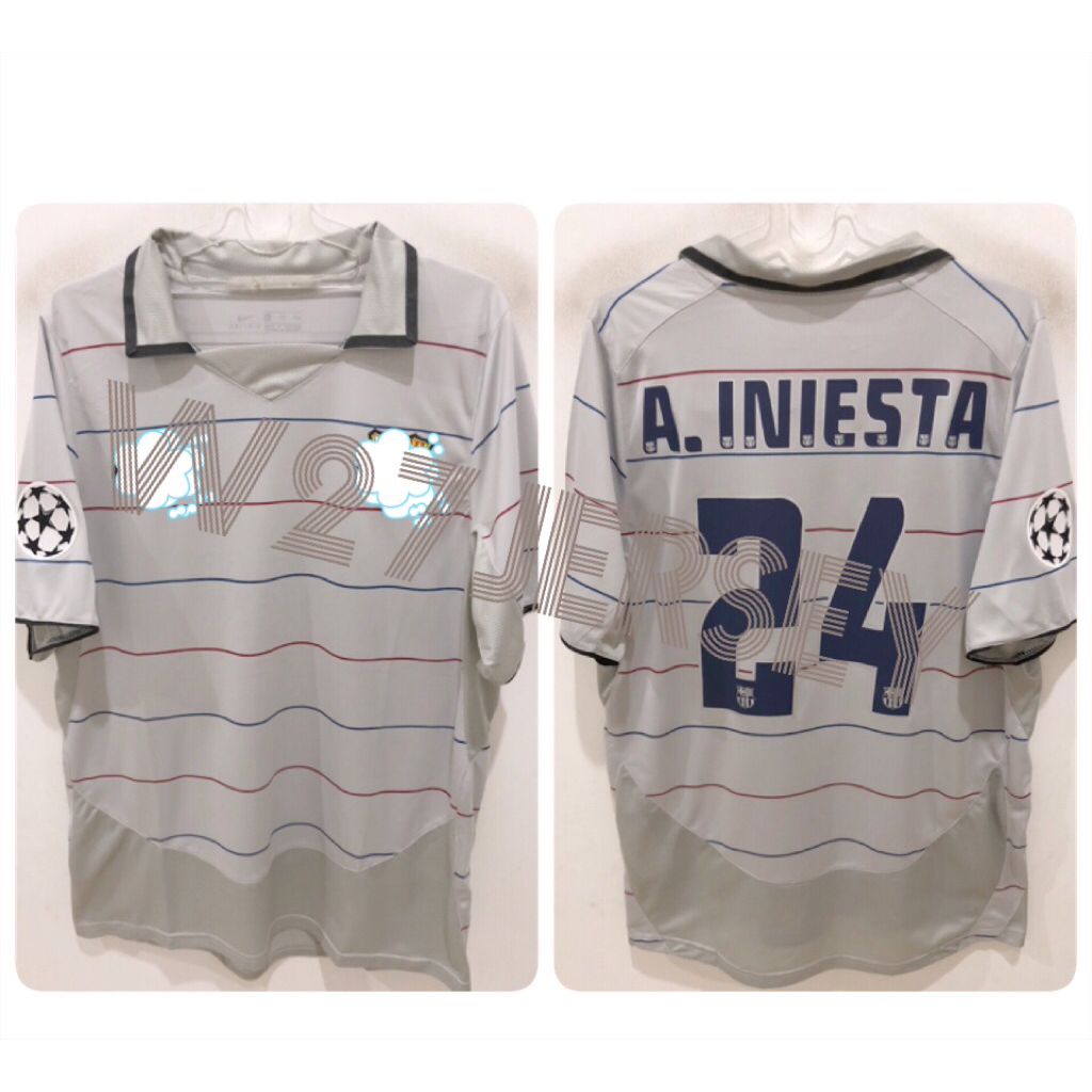 JERSEY RETRO - BARCELONA AWAY 2004-2005 name player Iniesta + Patch UCL