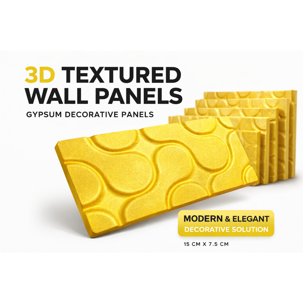 wall panel dinding tektur timbul 3D bentuk unik / dekorasi / ornamen dinding/ bahan semen putih gyps