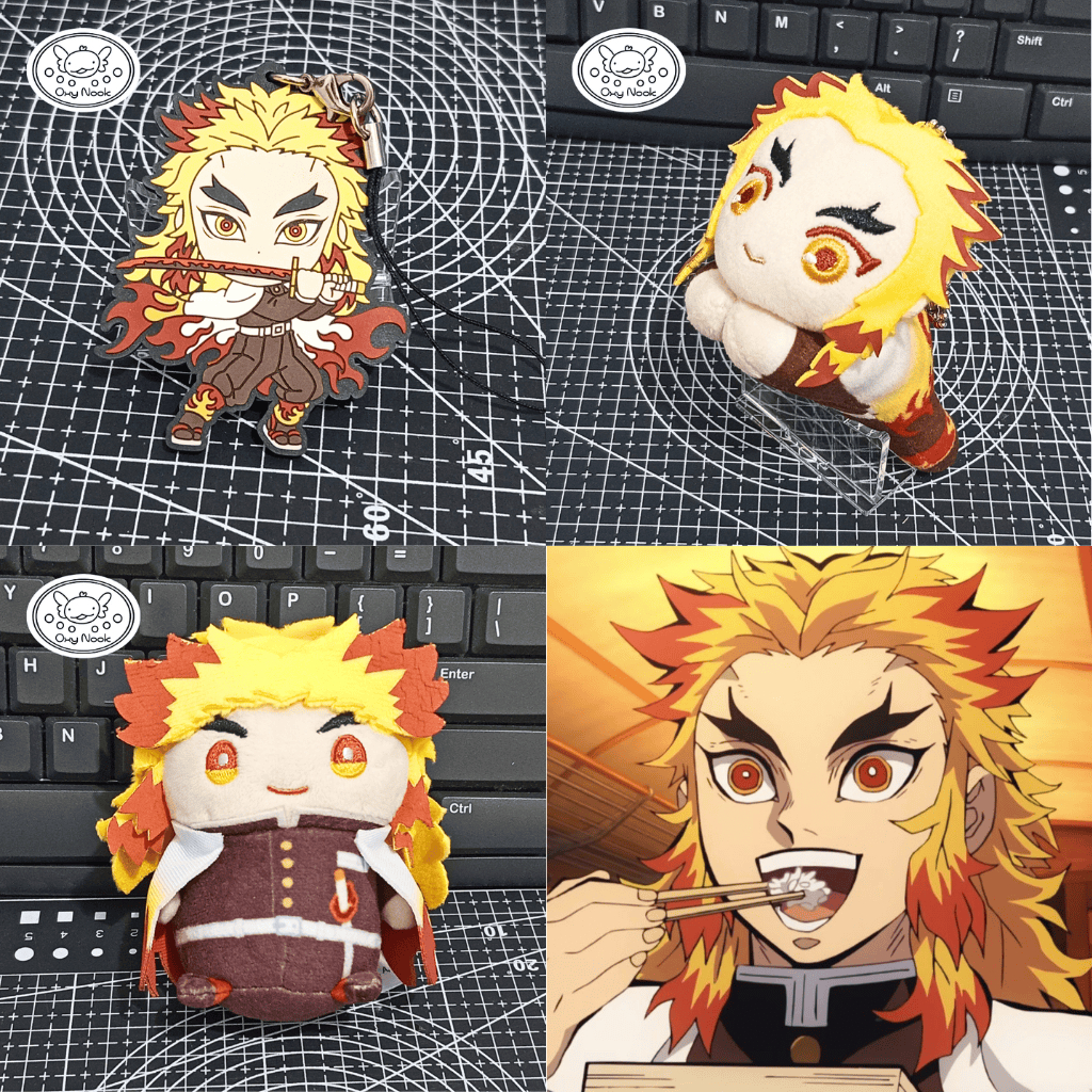 Demon Slayer KNY Official Merch Hugchara, Acrylic Standee, Metal & Rubber Keychain Kyojuro Rengoku