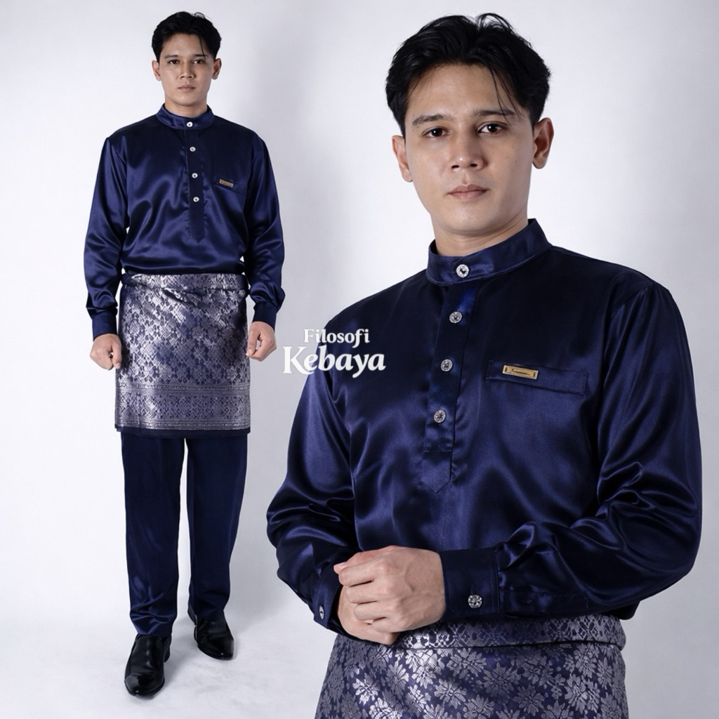 Baju Melayu Pria Teluk Belenga Shanghai Satin Premium Baju Akad Melayu Pria Muslim Baju Kurung Melay
