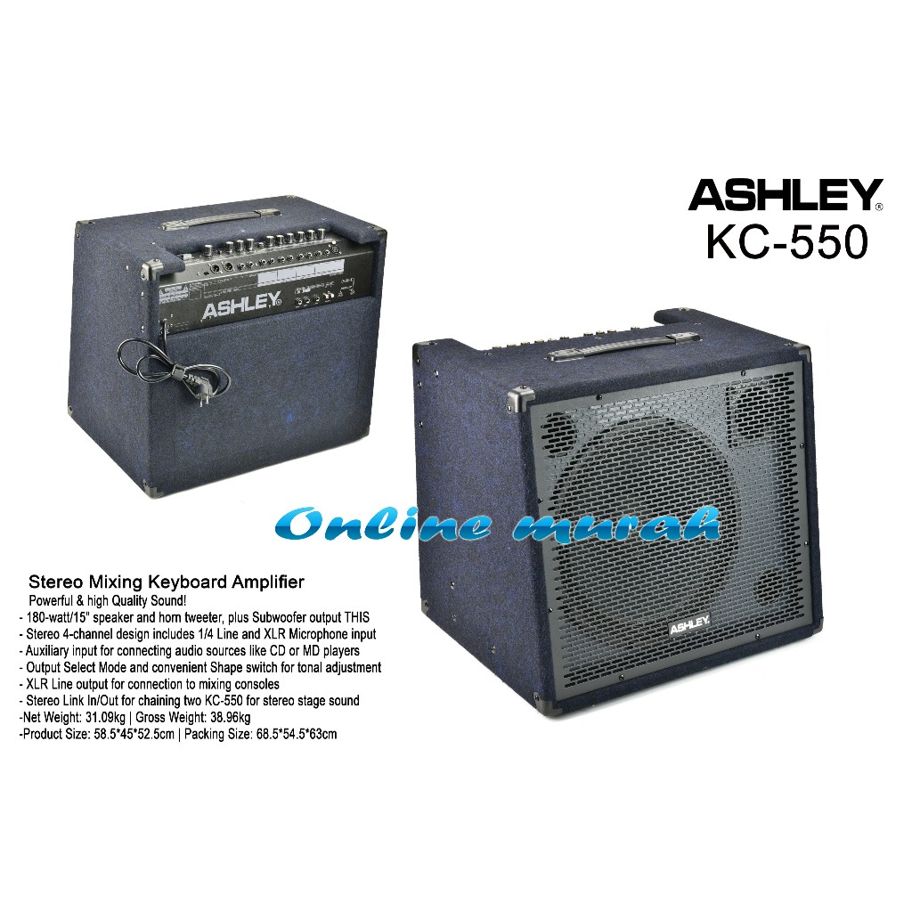 amplifier keybord ashley kc550 / kc 550 15 inch original