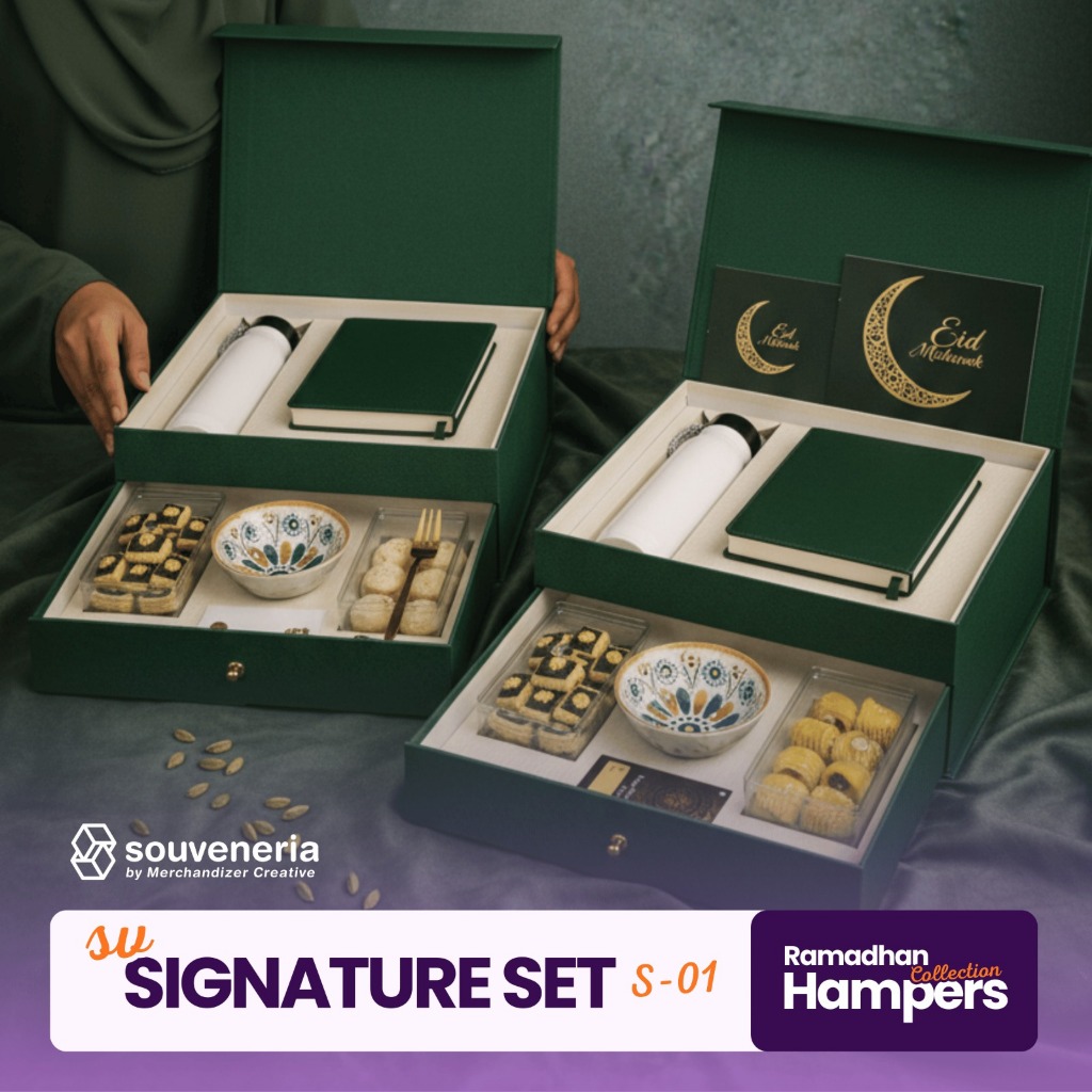 Hampers Ramadhan 2026 Parcel Lebaran Hardbox Custom Premium – 2 Toples Cookies + Tumbler Sport Tali 