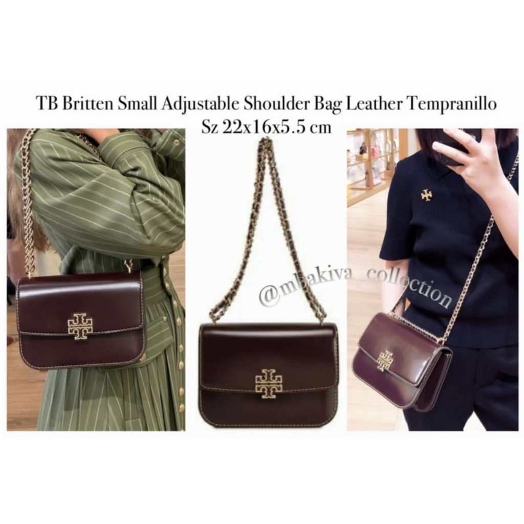 TB Britten Small Adjustable Shoulder Bag Leather Tempranillo