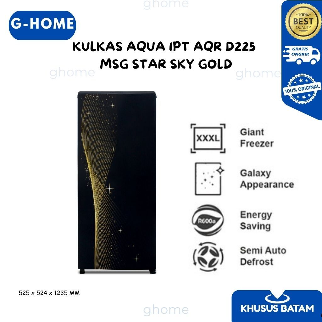 KULKAS AQUA 1PT AQR D225 MSG STAR SKY GOLD