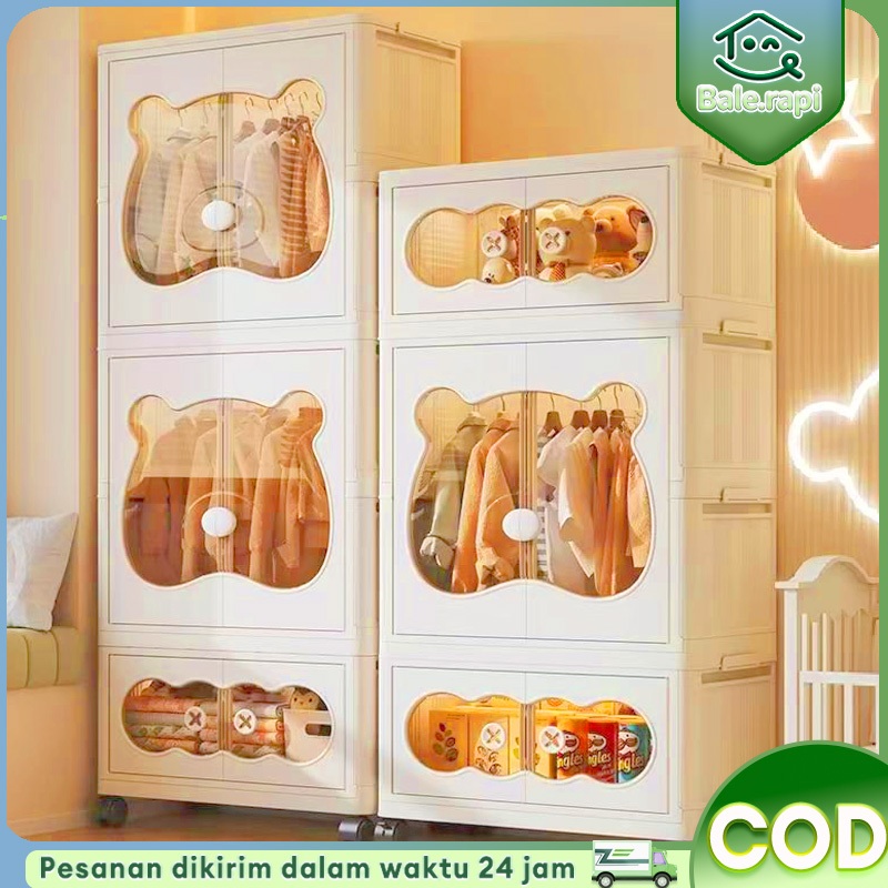 Salvo 75Cm Jumbo Lemari Pakaian Anak Lemari Pakaian Plastik Anak Estetis