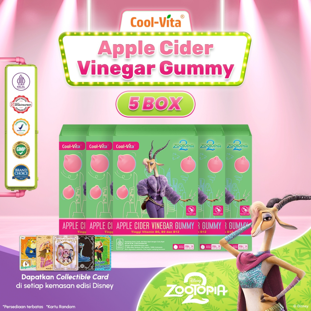 [BARU] 5 BOX Coolvita Apple Cider Vinegar Gummy | Bantu Kontrol Nafsu Makan & Metabolisme - Gummy Cu