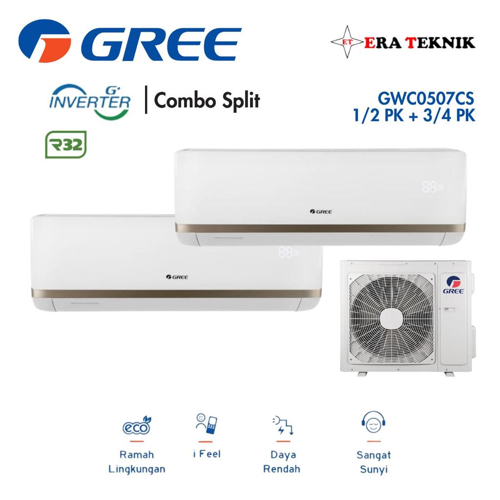AC Split Wall Gree Combo Split Inverter 1/2PK + 3/4PK