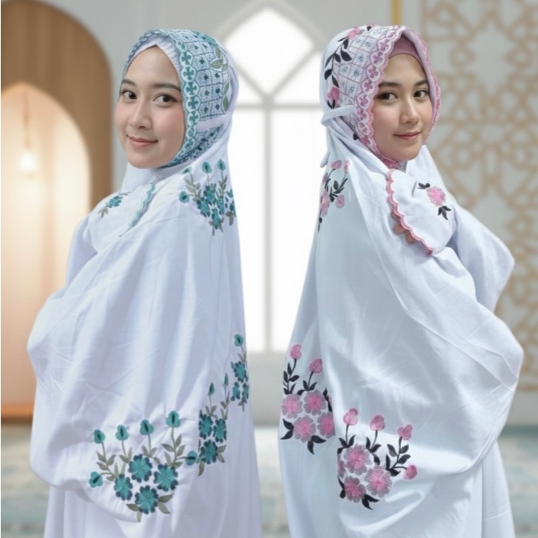 Persiapan Tarawih MUKENAH Terusan Lajuran | POLINO SUTRA SUPER ADEM  | Bordir Bunga Spatu Minang Mew