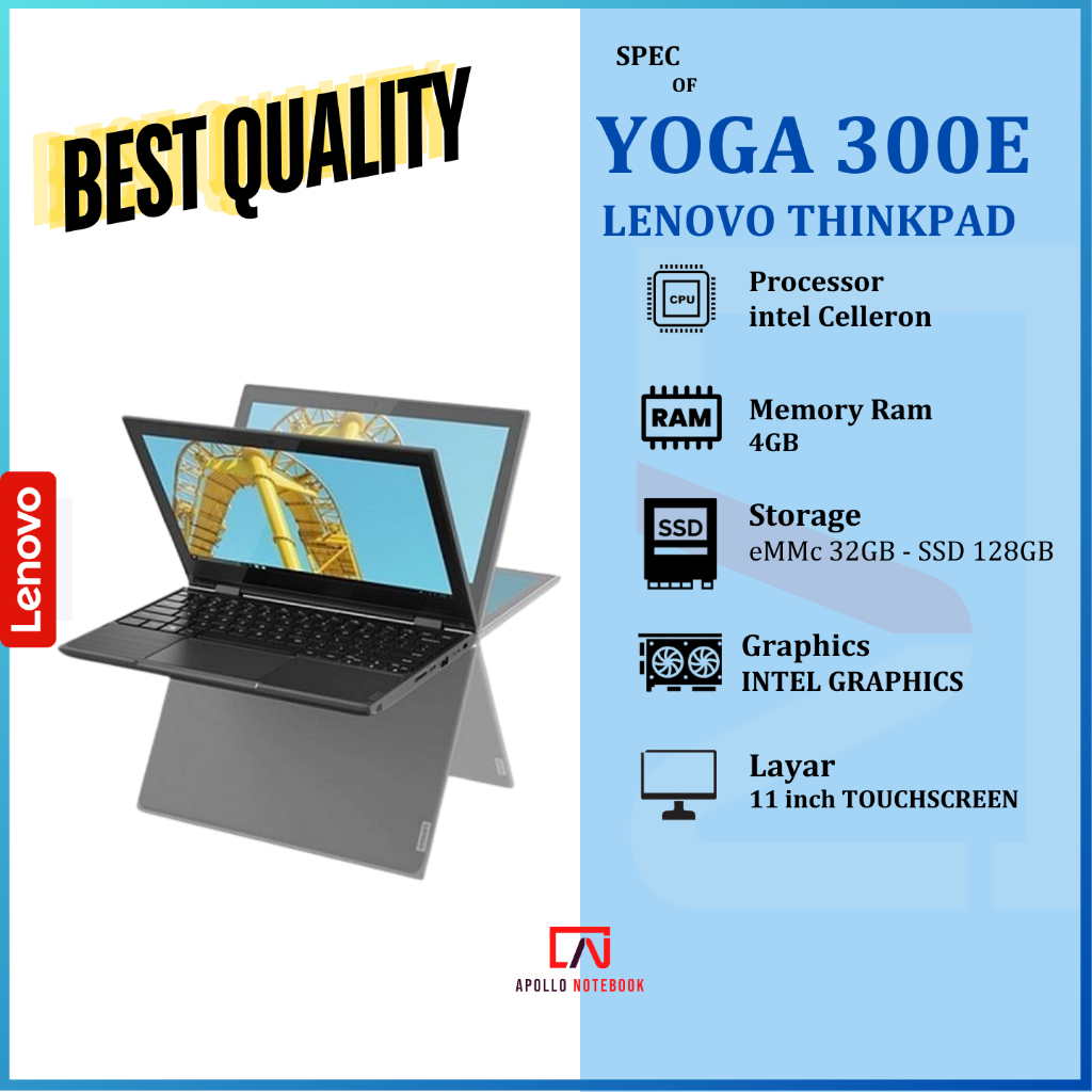 Laptop Sekolah Chromebook Series Yoga 300e | X360 | 3100 - Second & Berkualitas Bergaransi