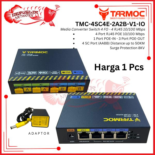 Tarmoc TMC-4SC4E-2A2B-V1-IO | Media Converter 4 FO 4 LAN / 4FO 4LAN | 4SC 4LAN / 4 SC 4 LAN 10/100Mb